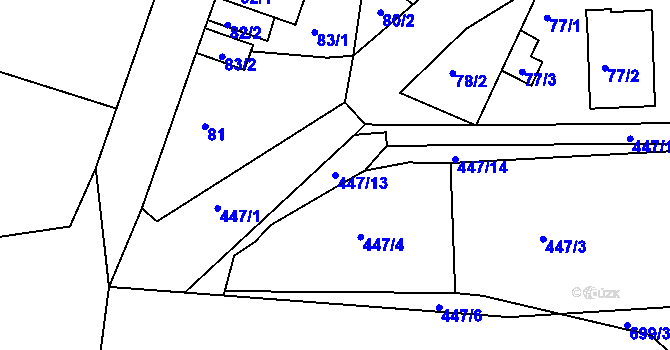 Parcela st. 447/13 v KÚ Dubí-Pozorka, Katastrální mapa