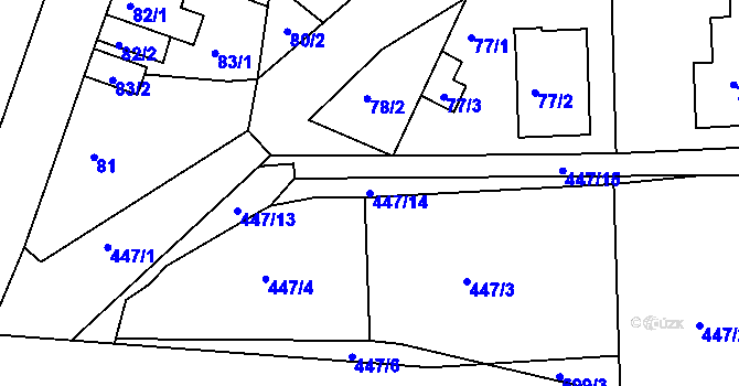 Parcela st. 447/14 v KÚ Dubí-Pozorka, Katastrální mapa