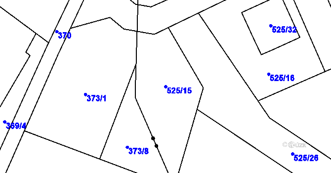 Parcela st. 525/15 v KÚ Dubí-Pozorka, Katastrální mapa