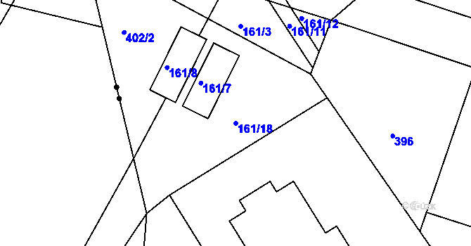 Parcela st. 161/18 v KÚ Dubí-Pozorka, Katastrální mapa