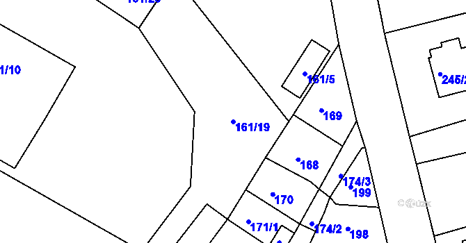Parcela st. 161/19 v KÚ Dubí-Pozorka, Katastrální mapa