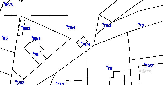 Parcela st. 78/4 v KÚ Dubí-Pozorka, Katastrální mapa