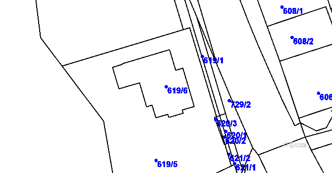 Parcela st. 619/6 v KÚ Dubí-Pozorka, Katastrální mapa