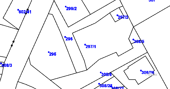 Parcela st. 297/1 v KÚ Dubí-Pozorka, Katastrální mapa