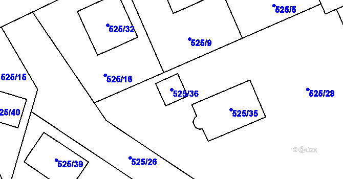 Parcela st. 525/36 v KÚ Dubí-Pozorka, Katastrální mapa