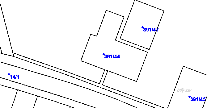 Parcela st. 391/44 v KÚ Dubí-Pozorka, Katastrální mapa