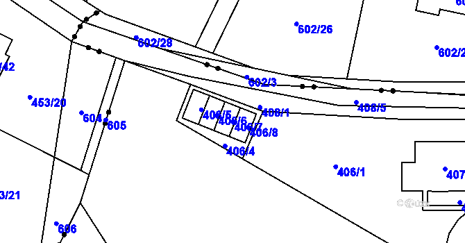 Parcela st. 406/7 v KÚ Dubí-Pozorka, Katastrální mapa