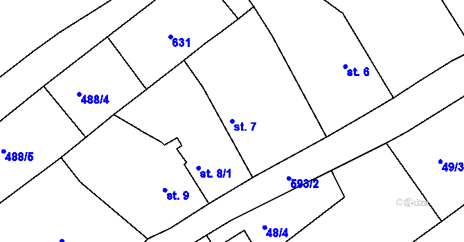 Parcela st. 7 v KÚ Dubice nad Labem, Katastrální mapa