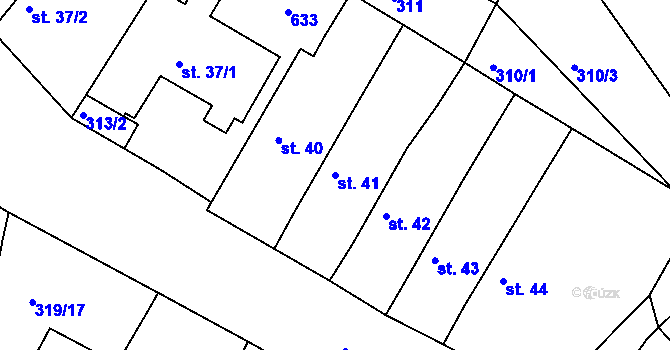 Parcela st. 41 v KÚ Dubice nad Labem, Katastrální mapa