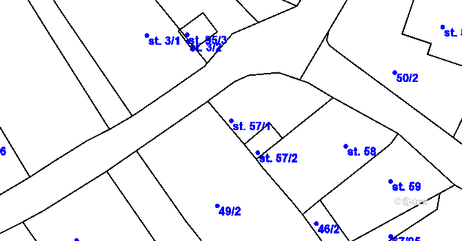 Parcela st. 57/1 v KÚ Dubice nad Labem, Katastrální mapa