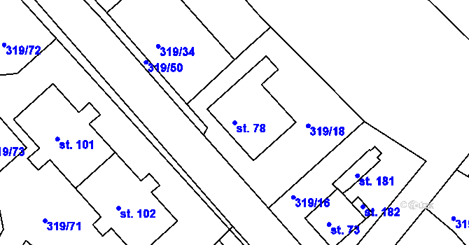 Parcela st. 78 v KÚ Dubice nad Labem, Katastrální mapa
