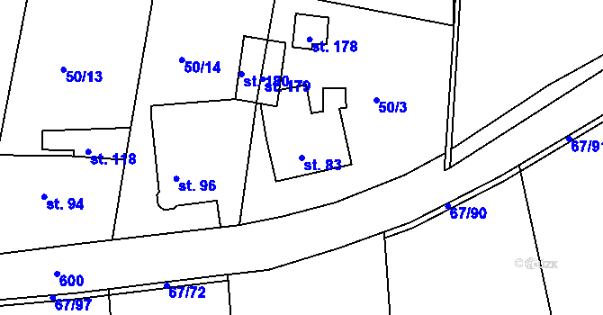 Parcela st. 83 v KÚ Dubice nad Labem, Katastrální mapa