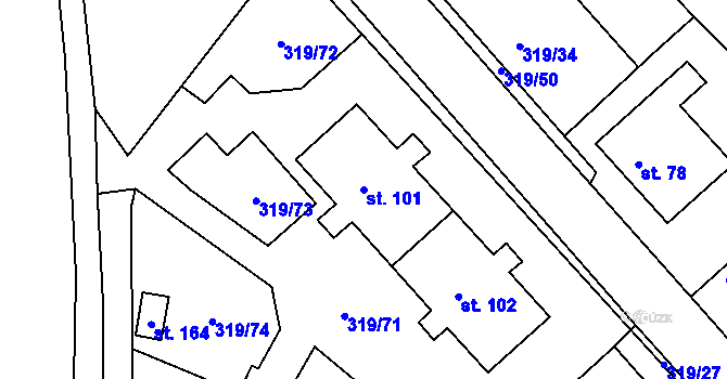 Parcela st. 101 v KÚ Dubice nad Labem, Katastrální mapa