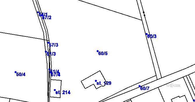 Parcela st. 60/5 v KÚ Dubice nad Labem, Katastrální mapa