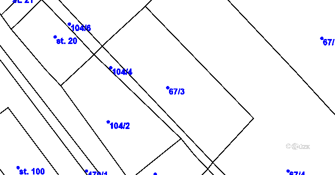 Parcela st. 67/3 v KÚ Dubice nad Labem, Katastrální mapa