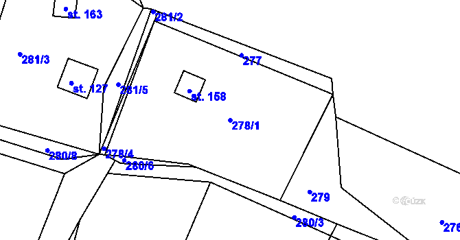 Parcela st. 278/1 v KÚ Dubice nad Labem, Katastrální mapa