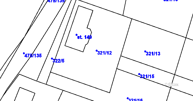 Parcela st. 321/12 v KÚ Dubice nad Labem, Katastrální mapa