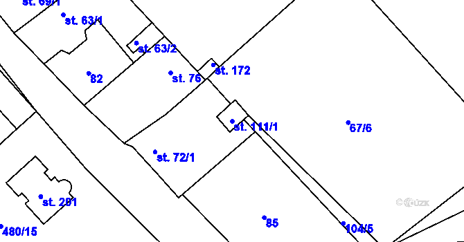 Parcela st. 111/1 v KÚ Dubice nad Labem, Katastrální mapa
