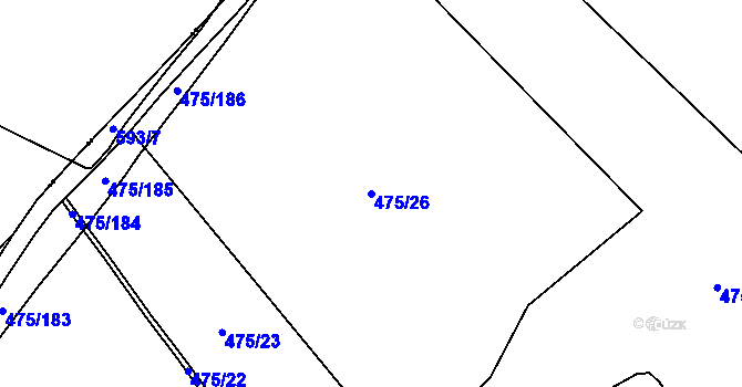 Parcela st. 475/26 v KÚ Dubice nad Labem, Katastrální mapa