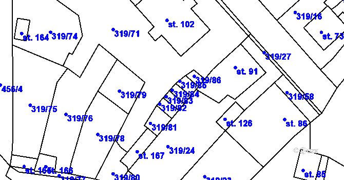 Parcela st. 319/84 v KÚ Dubice nad Labem, Katastrální mapa