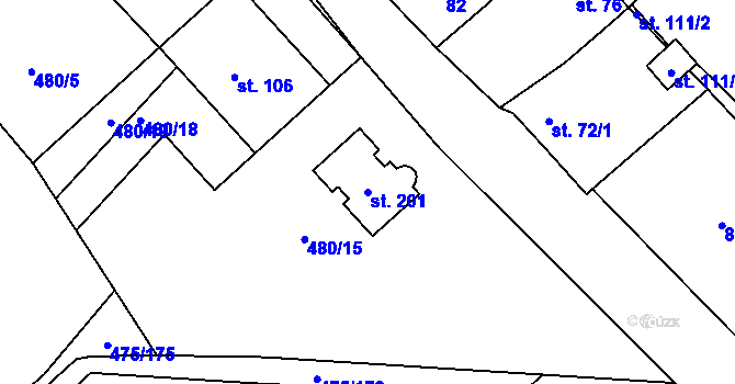 Parcela st. 201 v KÚ Dubice nad Labem, Katastrální mapa