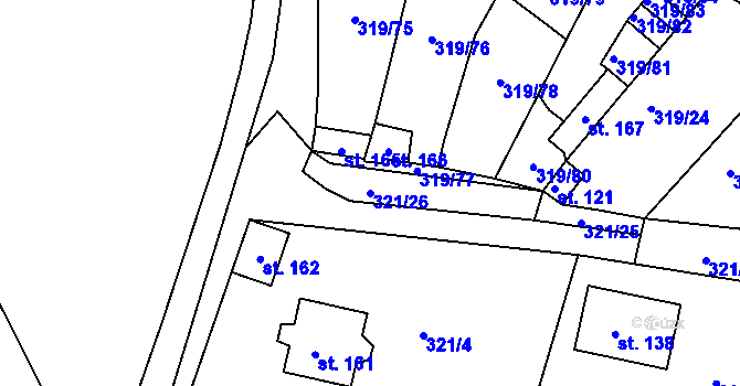 Parcela st. 321/26 v KÚ Dubice nad Labem, Katastrální mapa
