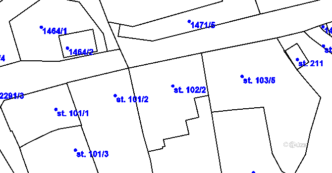 Parcela st. 102/2 v KÚ Moravany u Dubic, Katastrální mapa