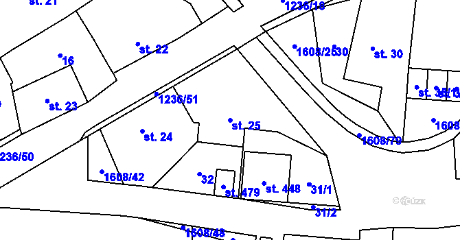 Parcela st. 25 v KÚ Dubicko, Katastrální mapa