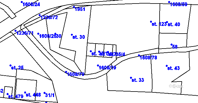Parcela st. 35/3 v KÚ Dubicko, Katastrální mapa