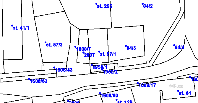 Parcela st. 57/1 v KÚ Dubicko, Katastrální mapa