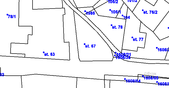 Parcela st. 67 v KÚ Dubicko, Katastrální mapa