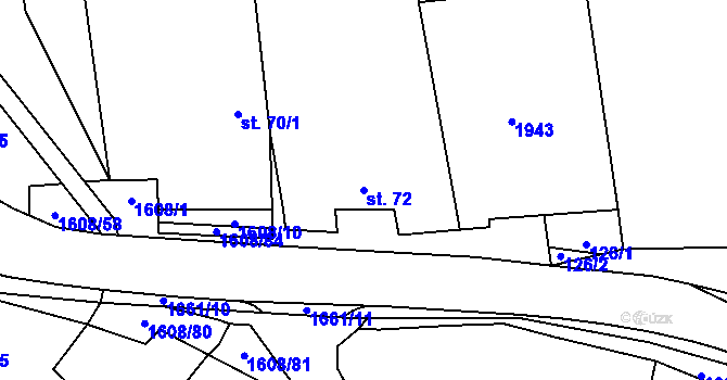 Parcela st. 72 v KÚ Dubicko, Katastrální mapa