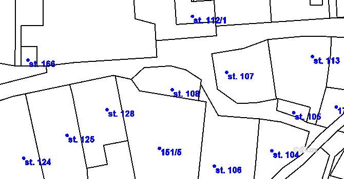 Parcela st. 108 v KÚ Dubicko, Katastrální mapa