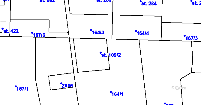 Parcela st. 109/2 v KÚ Dubicko, Katastrální mapa