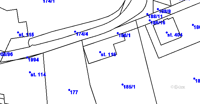 Parcela st. 116 v KÚ Dubicko, Katastrální mapa