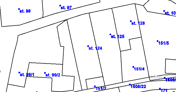 Parcela st. 124 v KÚ Dubicko, Katastrální mapa