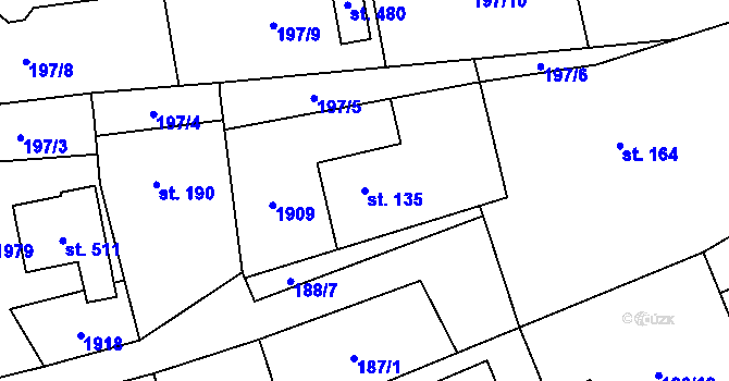 Parcela st. 135 v KÚ Dubicko, Katastrální mapa