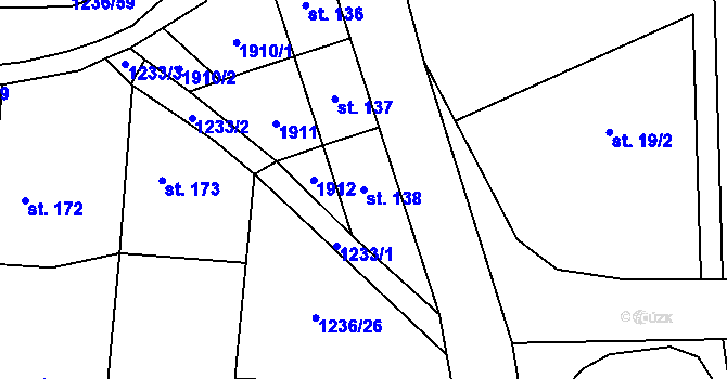Parcela st. 138 v KÚ Dubicko, Katastrální mapa