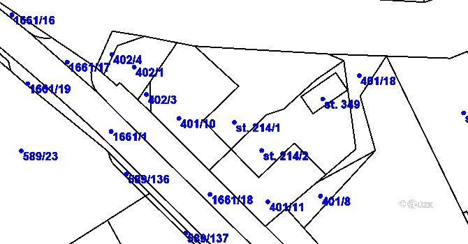 Parcela st. 214/1 v KÚ Dubicko, Katastrální mapa