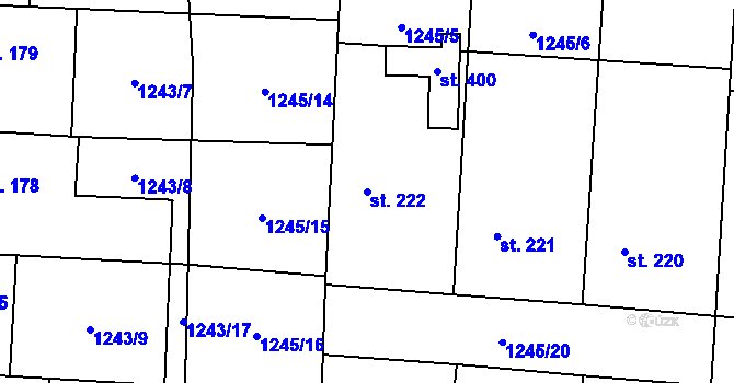 Parcela st. 222 v KÚ Dubicko, Katastrální mapa