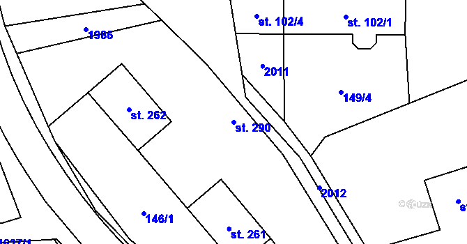 Parcela st. 290 v KÚ Dubicko, Katastrální mapa