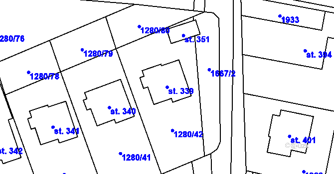 Parcela st. 339 v KÚ Dubicko, Katastrální mapa