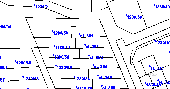 Parcela st. 352 v KÚ Dubicko, Katastrální mapa