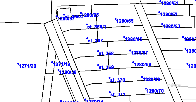 Parcela st. 368 v KÚ Dubicko, Katastrální mapa