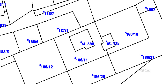 Parcela st. 388 v KÚ Dubicko, Katastrální mapa