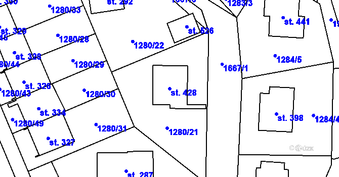 Parcela st. 428 v KÚ Dubicko, Katastrální mapa