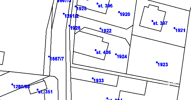 Parcela st. 436 v KÚ Dubicko, Katastrální mapa