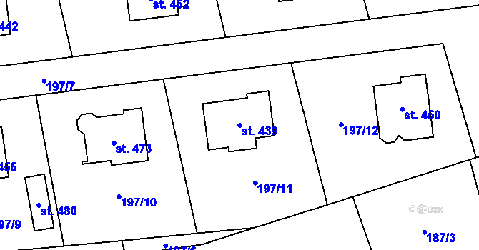 Parcela st. 439 v KÚ Dubicko, Katastrální mapa