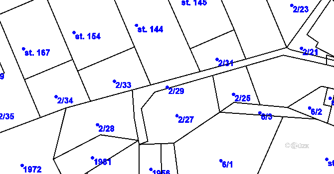 Parcela st. 2/29 v KÚ Dubicko, Katastrální mapa