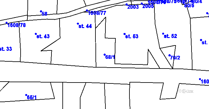 Parcela st. 68/1 v KÚ Dubicko, Katastrální mapa